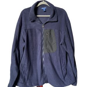 Steve & Barry’s Men’s Deep Blue Fleece Jacket w/Black Nylon Accents (Size: LG)